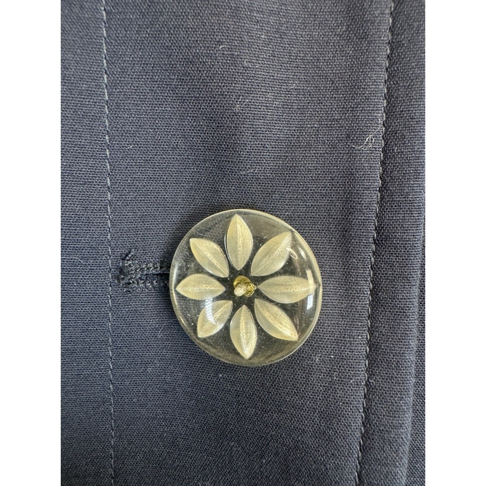 Nanette Lepore‎ Navy Stretch Blazer 12 NWOT Floral Crystal Button Career - Picture 5 of 16